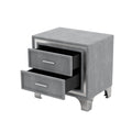 3 Pieces Bedroom Sets,Queen Size Upholstered Platform Bed With Led Lights And Two Nightstands Gray Gray Velvet