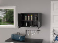 Wall Storage Cabinet Lions, 3 Shelves, Double Door, Black Wengue Finish Gray Particle Board