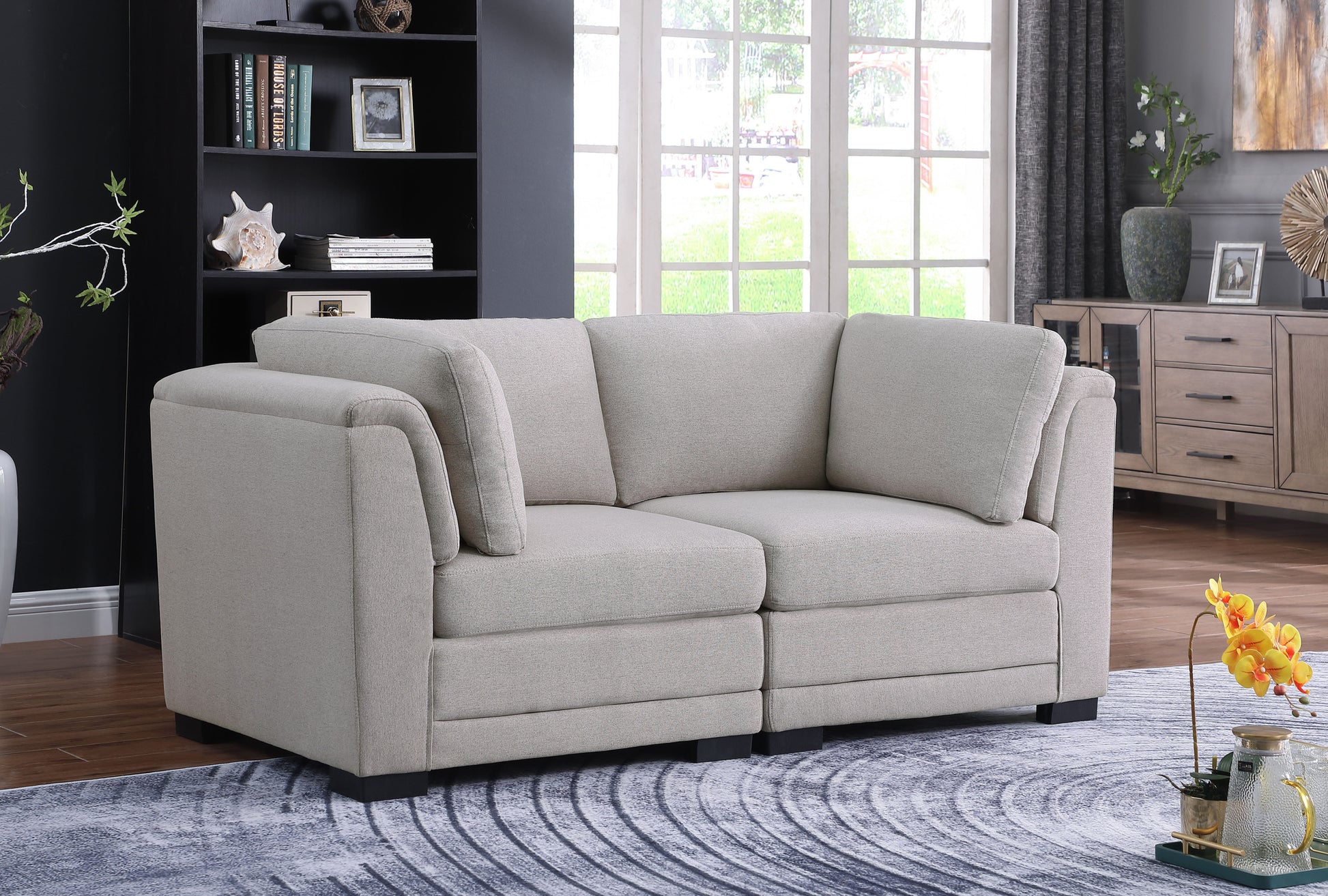 Kristin 70.5" Light Gray Linen Fabric Loveseat Light Gray Linen