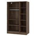 3 Door Shutter Wardrobe With Shelves, Walnut Sliding Walnut Shelf Bedroom Shelf Contemporary 3 Mdf