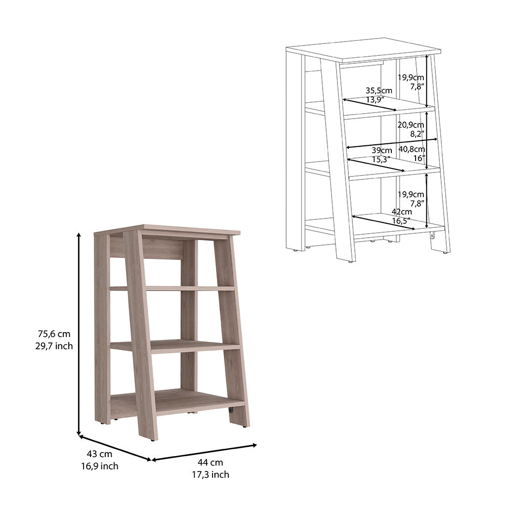 Linen Cabinet Jenne, Four Open Shelves, Light Gray Finish Light Gray Particle Board