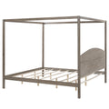 King Size Canopy Platform Bed With Headboard And Support Legs, Brown Wash Box Spring Not Required Brown Wood Pine
