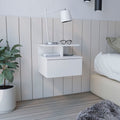 Floating Nightstand Flopini, One Drawer, White Finish White Particle Board