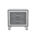 3 Pieces Bedroom Sets,Queen Size Upholstered Platform Bed With Led Lights And Two Nightstands Gray Gray Velvet