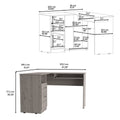 L Shaped Desk Bradford, Keyboard Shelf, Light Gray Finish Light Gray Particle Board