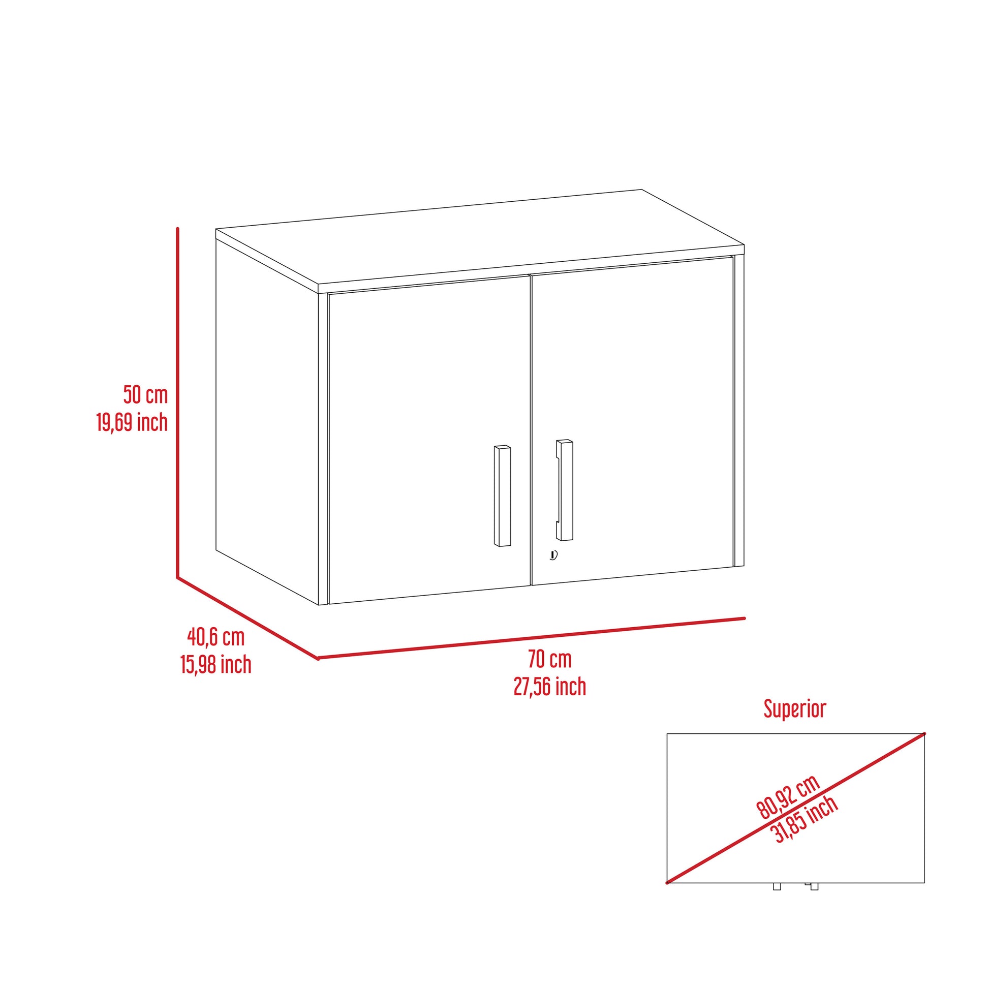 Wall Storage Cabinet Lions, 3 Shelves, Double Door, Black Wengue Finish Gray Particle Board