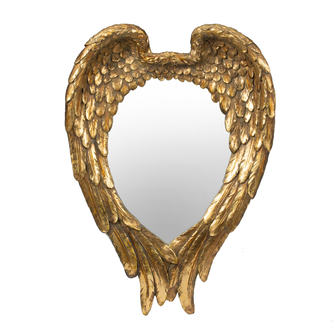 22" X 16" Golden Wing Accent Mirror, Wall Mirror For Living Room, Entryway, Bedroom, Foyer, Office Gold Resin