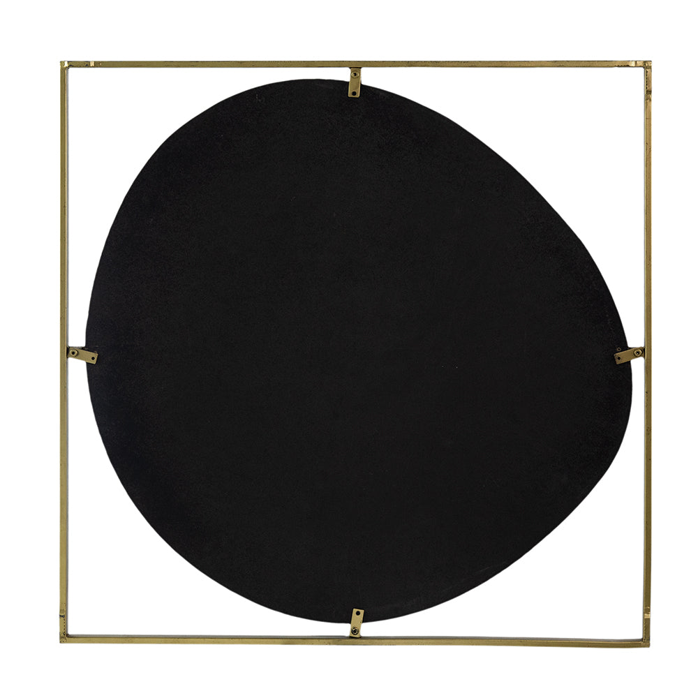 32X1X32" Poppy Mirror With Gold Metal Frame Contemporary Design For Bathroom, Entryway Wall Decor Golden Black Iron