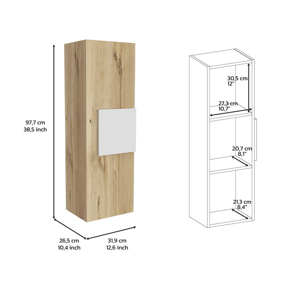 Medicine Cabinet Artic, Three Shelves, Single Door, White Light Oak Finish White Light Oak Particle Board