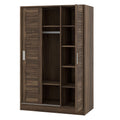 3 Door Shutter Wardrobe With Shelves, Walnut Sliding Walnut Shelf Bedroom Shelf Contemporary 3 Mdf