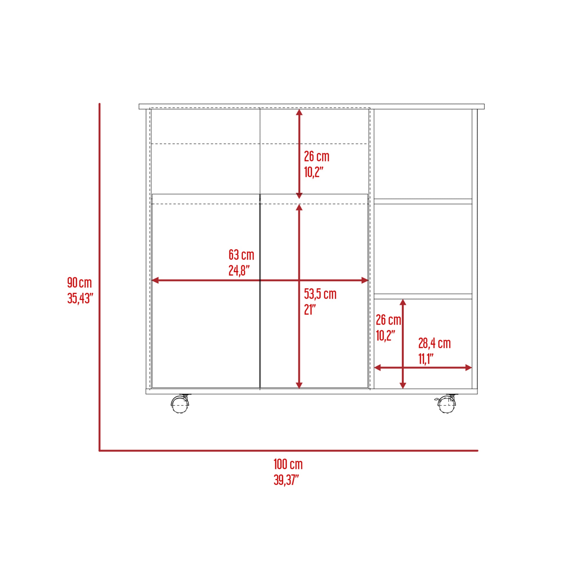 Kitchen Island Kamkacht, One Cabinet, Four Open Shelves, Light Oak White Finish Light Oak Particle Board