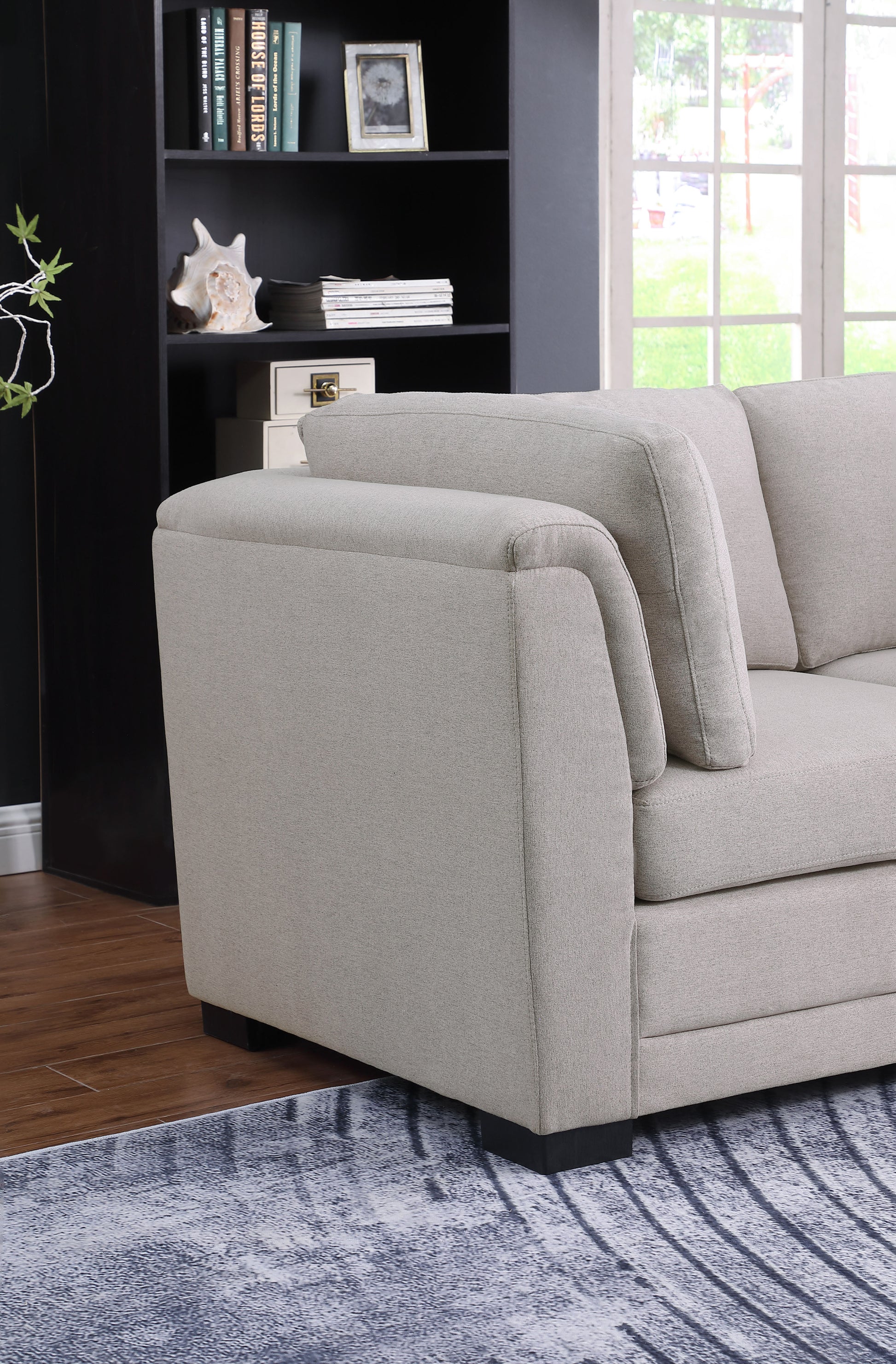 Kristin 70.5" Light Gray Linen Fabric Loveseat Light Gray Linen