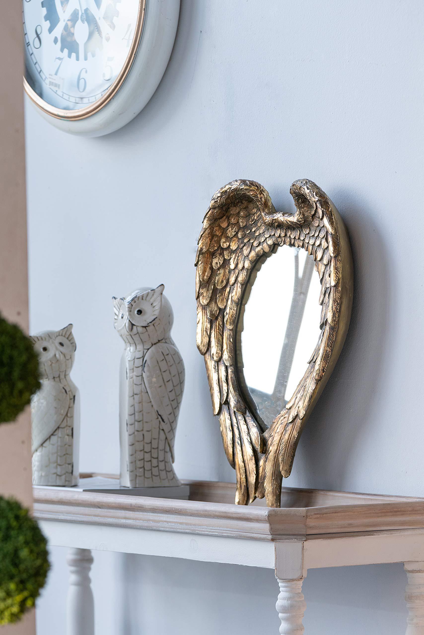 22" X 16" Golden Wing Accent Mirror, Wall Mirror For Living Room, Entryway, Bedroom, Foyer, Office Gold Resin