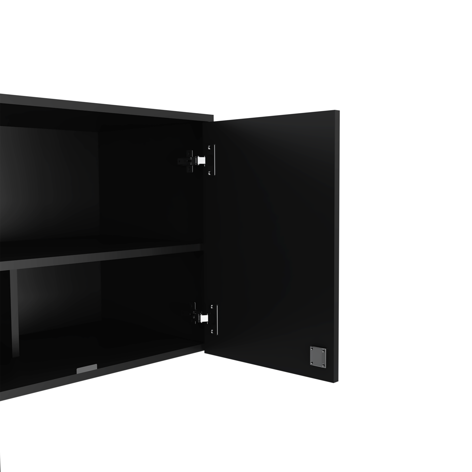 Wall Storage Cabinet Lions, 3 Shelves, Double Door, Black Wengue Finish Gray Particle Board