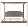 King Size Canopy Platform Bed With Headboard And Support Legs, Brown Wash Box Spring Not Required Brown Wood Pine