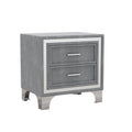 3 Pieces Bedroom Sets,Queen Size Upholstered Platform Bed With Led Lights And Two Nightstands Gray Gray Velvet