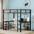 Full Metal Loft Bed With Desk And Shelves, Loft Bed With Ladder And Guardrails, Loft Bed Frame For Bedroom, Black Old Sku: W1307S00016 Pre Sale Date: 2024 3 7. Black Metal