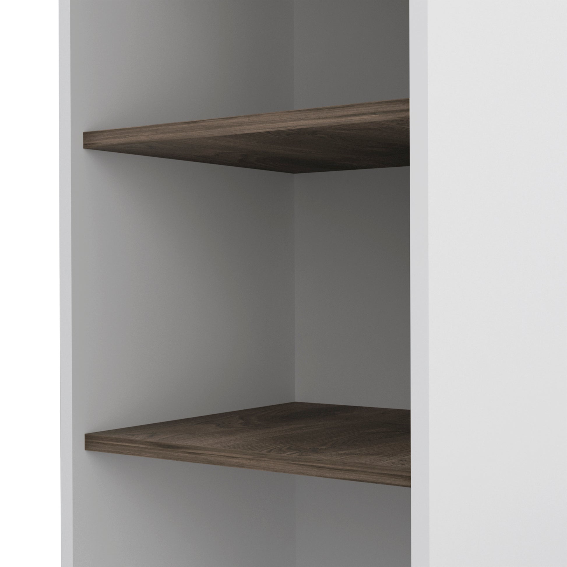 Kitchen Cart Kamizaze, Two Storage Shelves, Four Casters, Three Side Shelves, White Dark Brown Finish Dark Brown White Particle Board