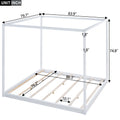 King Size Canopy Platform Bed With Support Legs,White Box Spring Not Required King White Wood Bedroom Canopy Pine