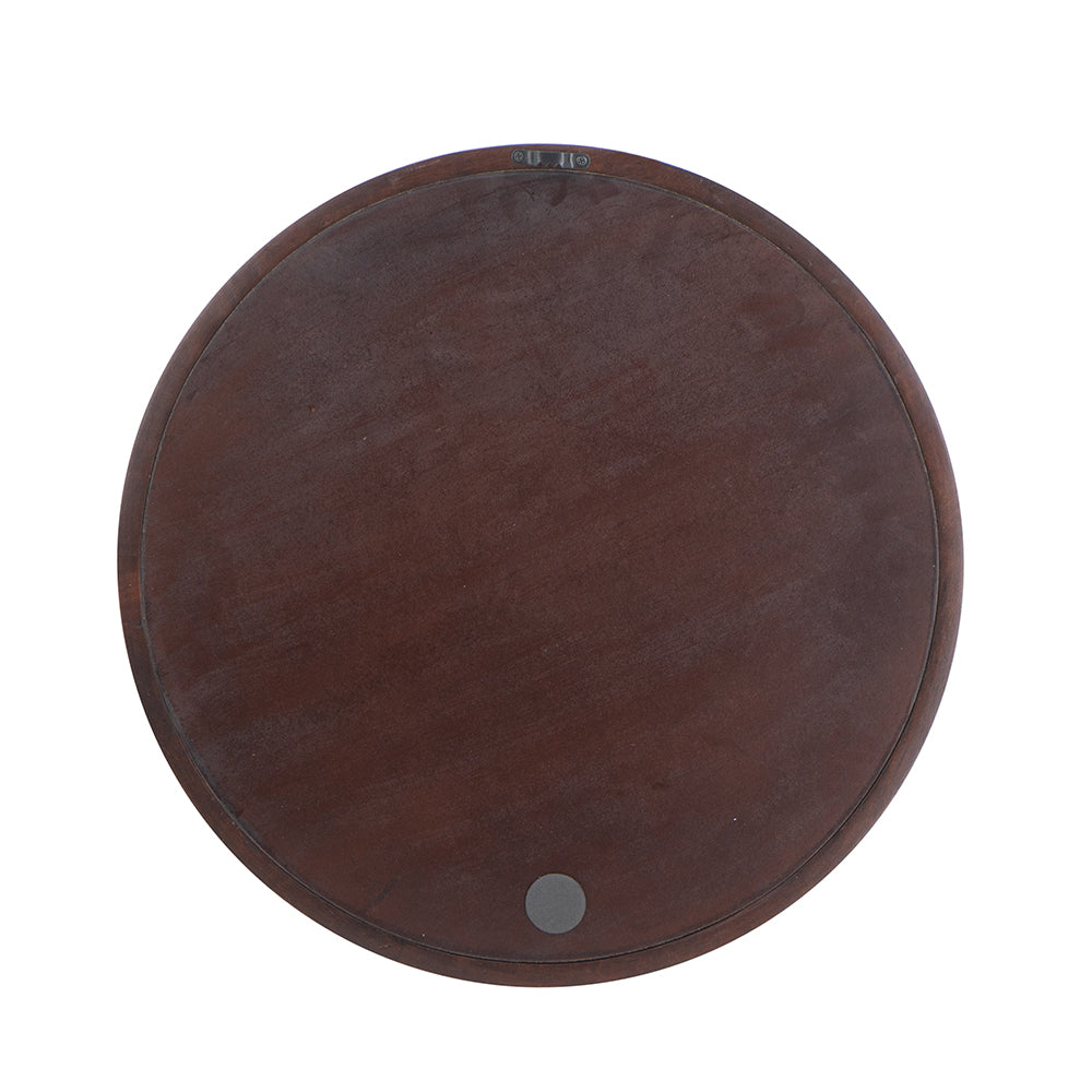 20" X 20" Circle Wall Mirror With Wooden Frame And Walnut Finish,Wall Mirror For Living Room Dining Room Brown Wood Glass