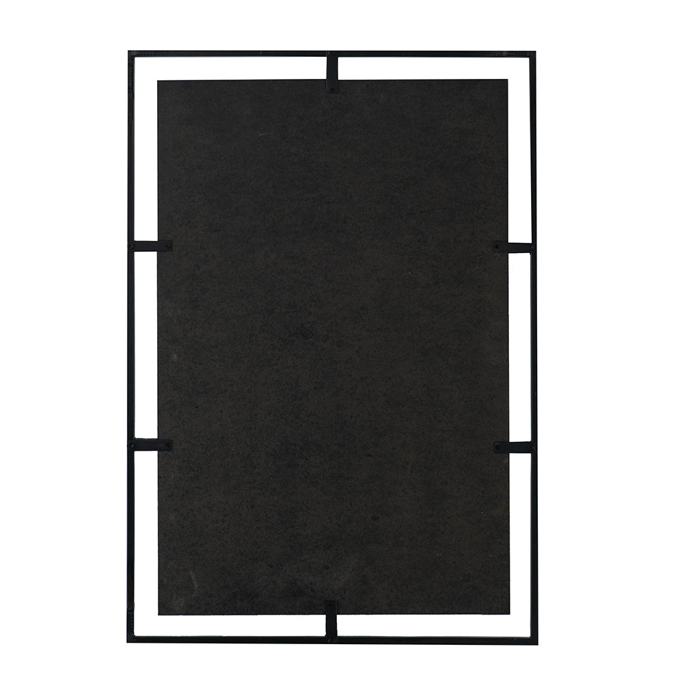 32" X 22" Rectangle Antiqued Wall Mirror Wall Mirror With Black Metal Frame, Home Wall Decor, Bedroom Living Room Entryway Wall Accent Black Iron