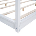 King Size Canopy Platform Bed With Support Legs,White Box Spring Not Required King White Wood Bedroom Canopy Pine