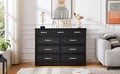 Bedroom Dresser, 9 Drawer Long Dresser With Antique Handles, Wood Chest Of Drawers For Kids Room, Living Room, Entry And Hallway, Black, 47.56''W X 15.75''D X 34.45''H. Black Particle Board