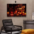 Drop Ping Framed Canvas Wall Art Decor Painting For Halloween, Jack O Lanterns Groups Painting For Halloween Gift, Decoration For Halloween Living Room, Bedroom Decor Ready To Hang Multicolor Canvas