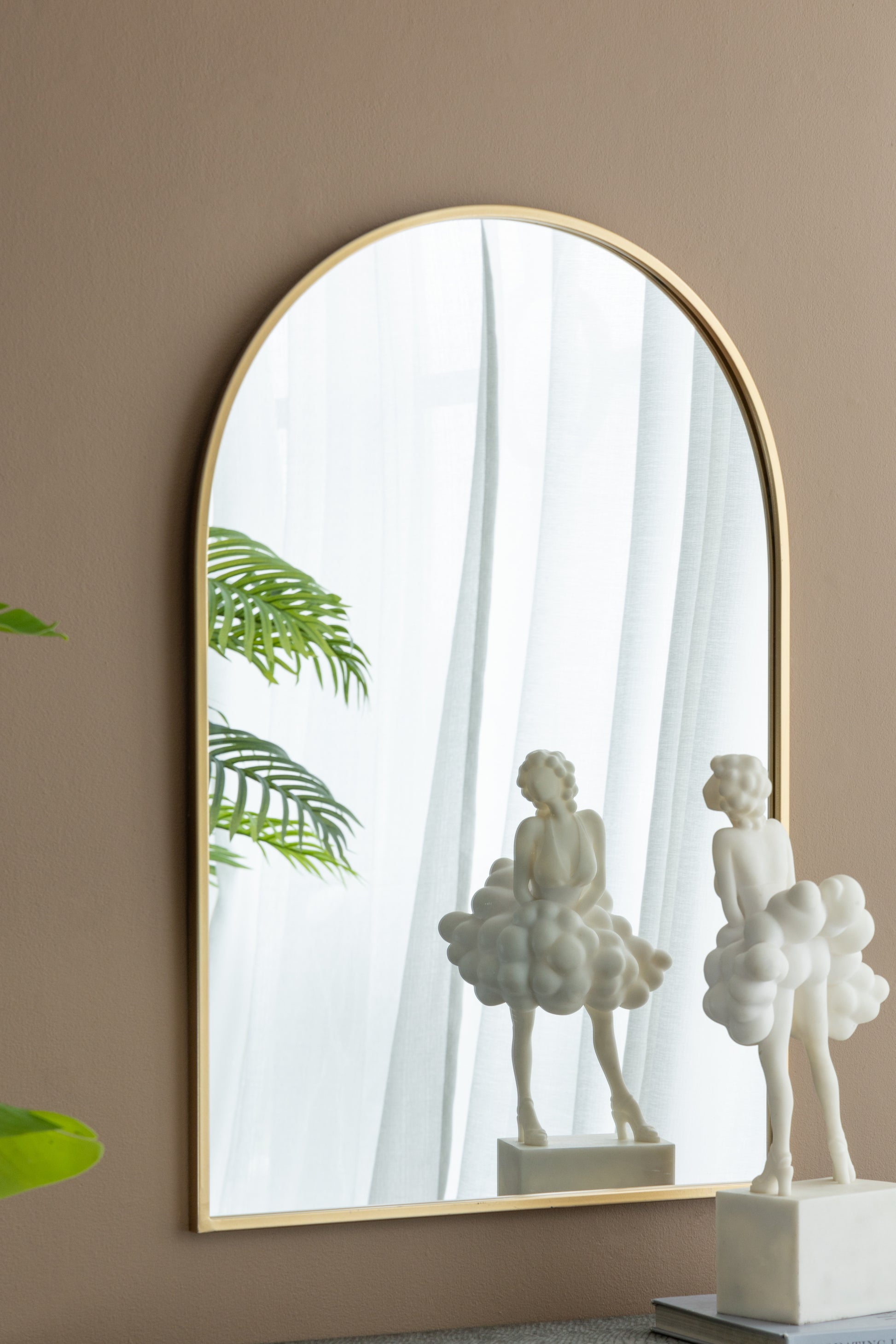 24" X 36" Arched Accent Mirror With Gold Metal Frame For Bathroom, Bedroom, Entryway Wall Gold Iron