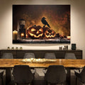 1Pcs Drop Ping Framed Canvas Wall Art Decor Painting For Halloween, Jack O Lanterns Painting For Halloween Gift, Decoration For Halloween Living Room, Bedroom Decor 4028In Thickness 1.5Inch Wrapped Canvas Colorful Oversized 41In Painting Prints And