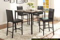 Black Metal Finish Counter Height Dining Set 5Pc Faux Marble Tabletop And 4X Counter Height Chairs Transitional Small Space Dining Room Furniture Black Seats 4 Dining Room Dining Table With Chair Metal