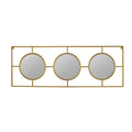 3 Mirror Piece Wall Mirror In Gold Rectangular Frame, Home Wall Decor For Bedroom Living Room, 43