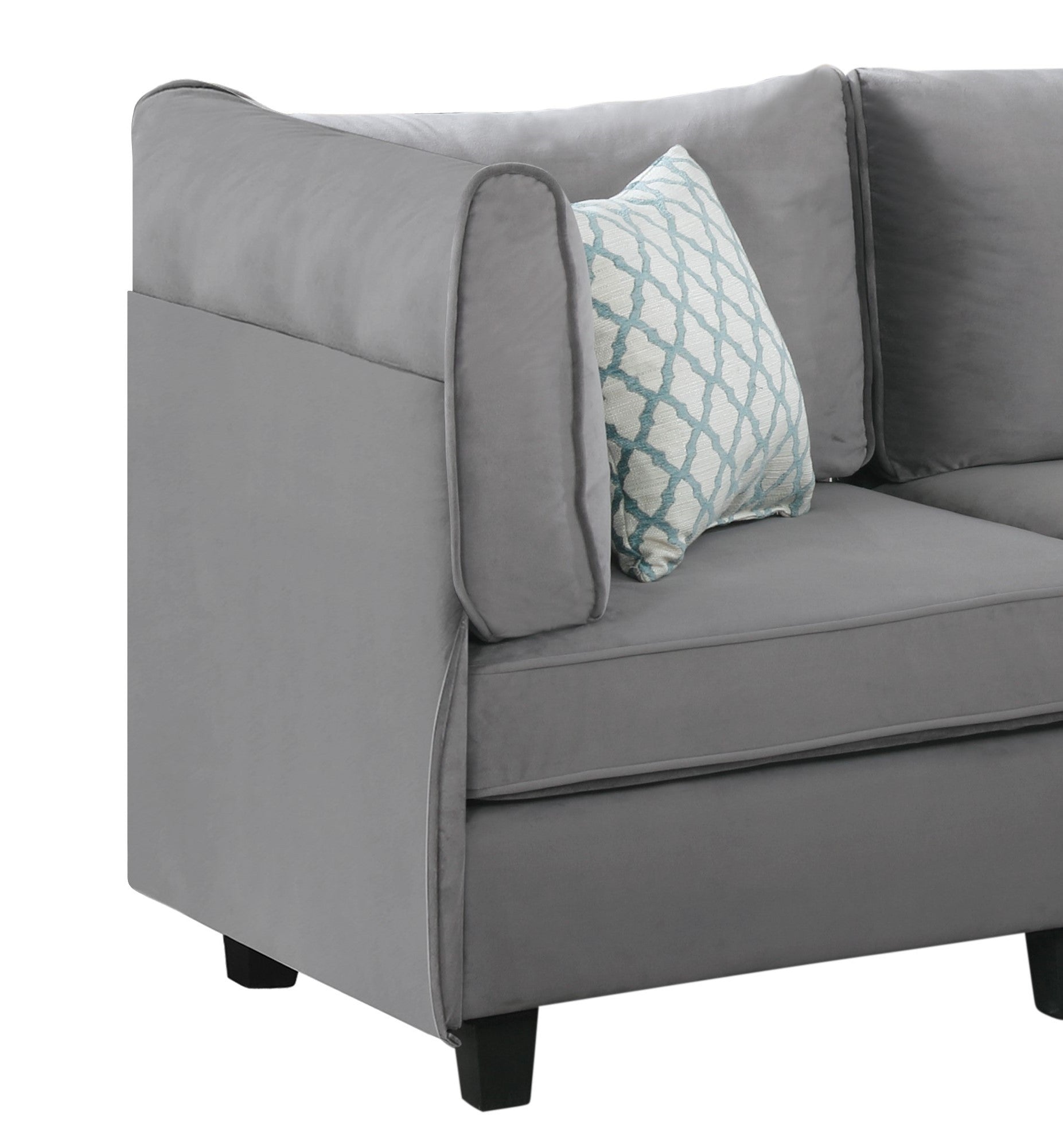 Zelmira 120" Gray Velvet 4Pc Sofa Gray Velvet