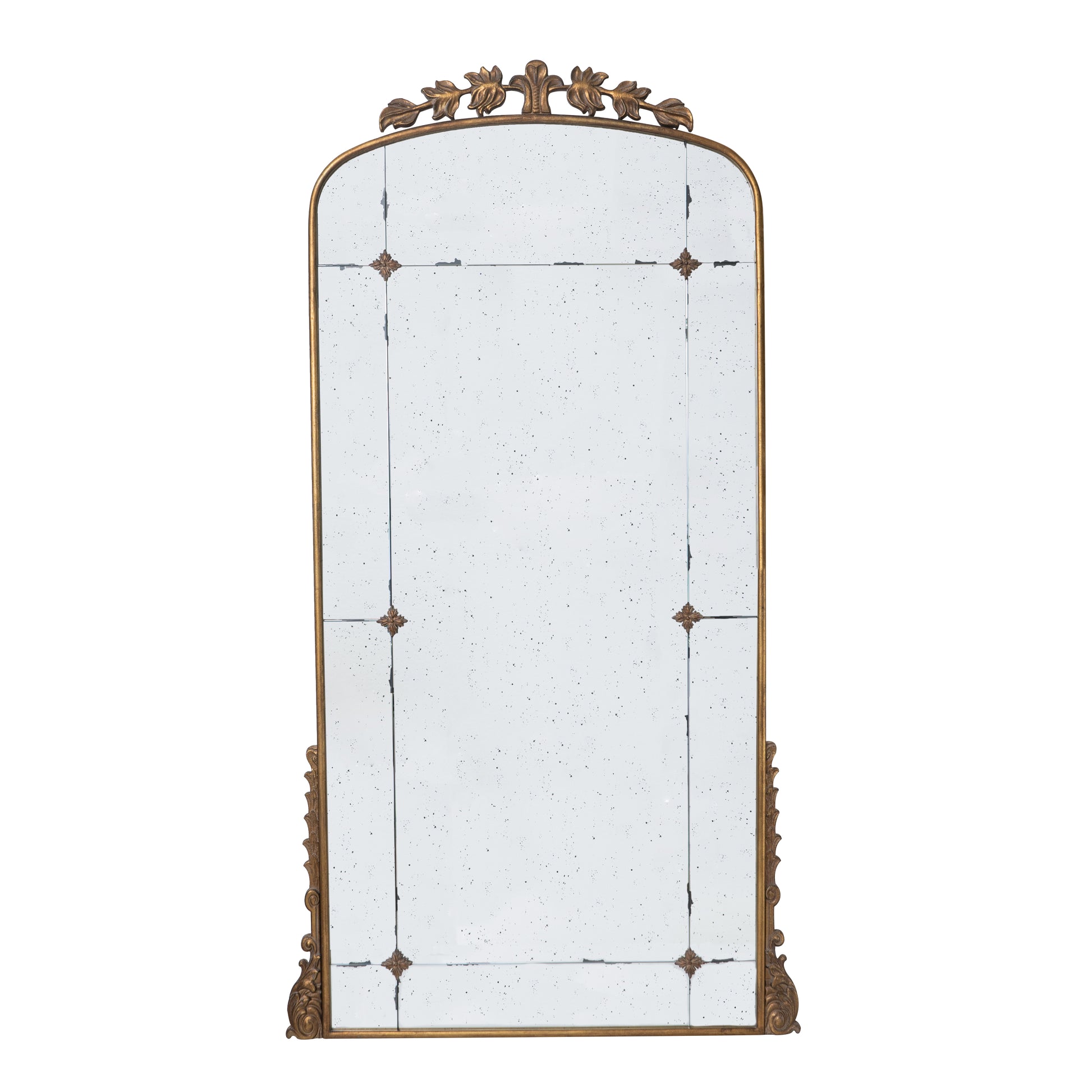 76" X 40" Lavish Full Length Mirror, Antique Gold Metal Floor Mirror For Living Room, Bedroom Gold Mdf Glass