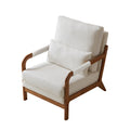 Modern Teddy Fabric Accent Chair,Wood Frame Armchair For Living Room White Teddy