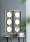 3 Mirror Piece Wall Mirror In Gold Rectangular Frame, Home Wall Decor For Bedroom Living Room, 43