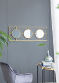 3 Mirror Piece Wall Mirror In Gold Rectangular Frame, Home Wall Decor For Bedroom Living Room, 43