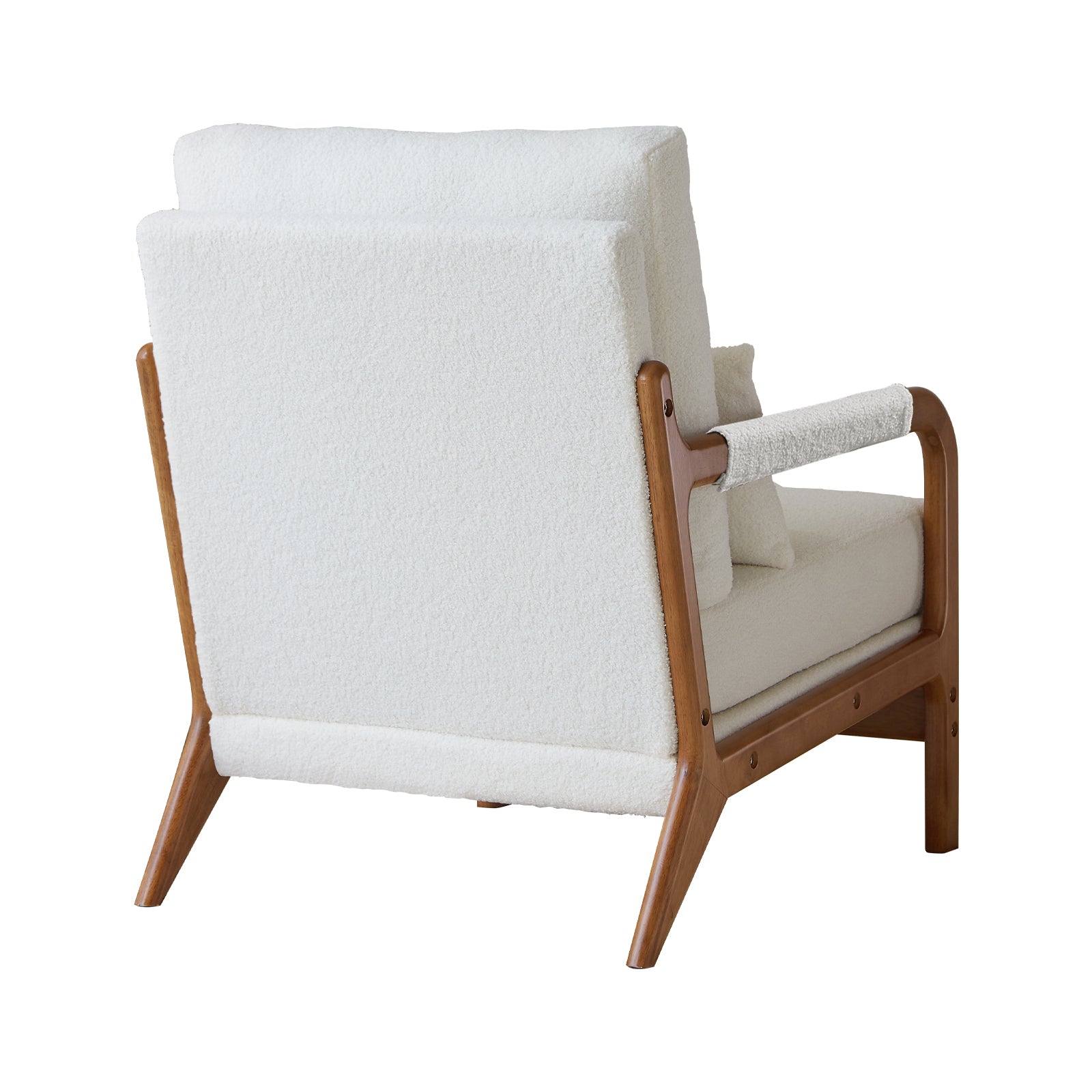 Modern Teddy Fabric Accent Chair,Wood Frame Armchair For Living Room White Teddy