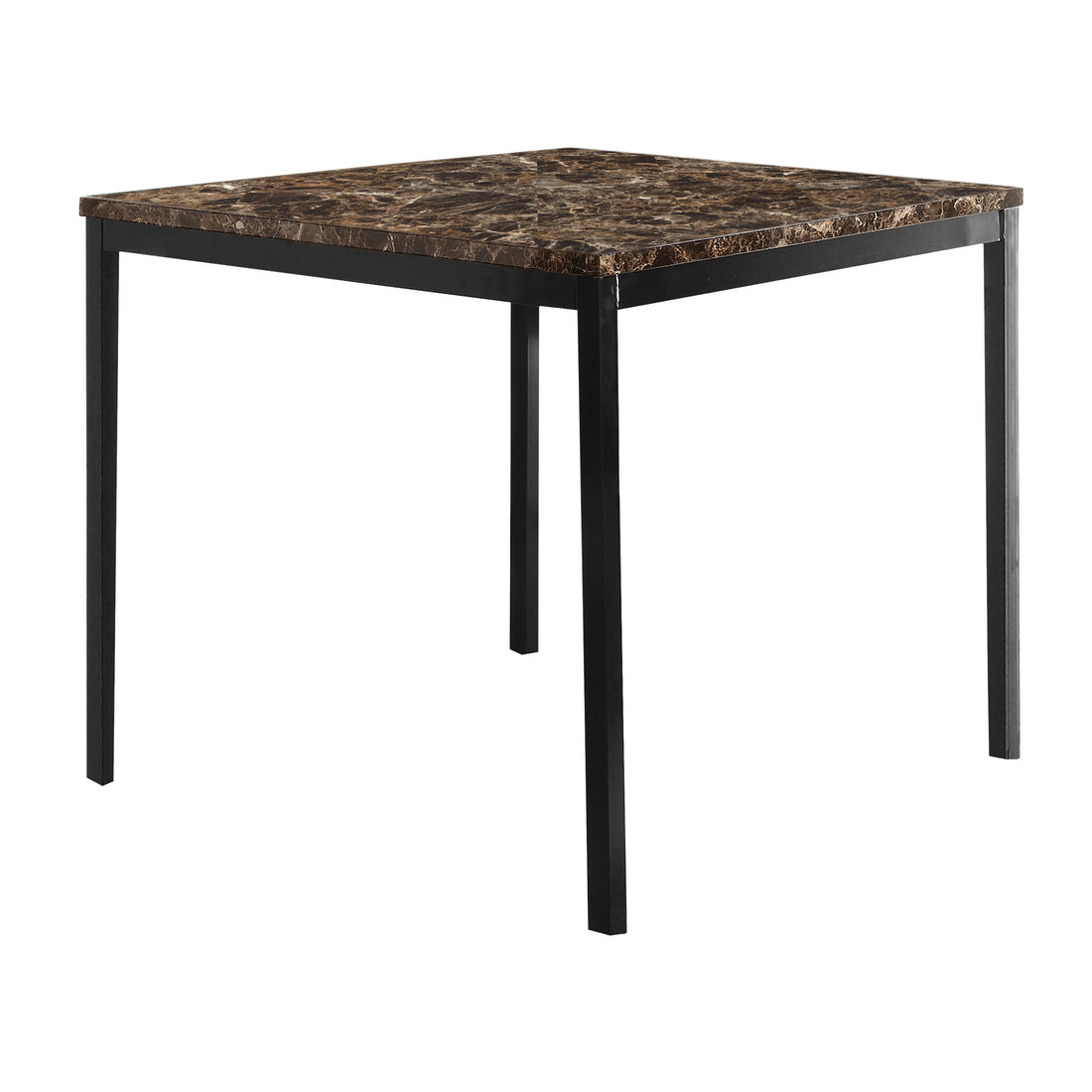 Counter Height Table 1Pc Metal Frame Faux Mable Top Square Transitional Dining Room Furniture Black Dining Room Metal