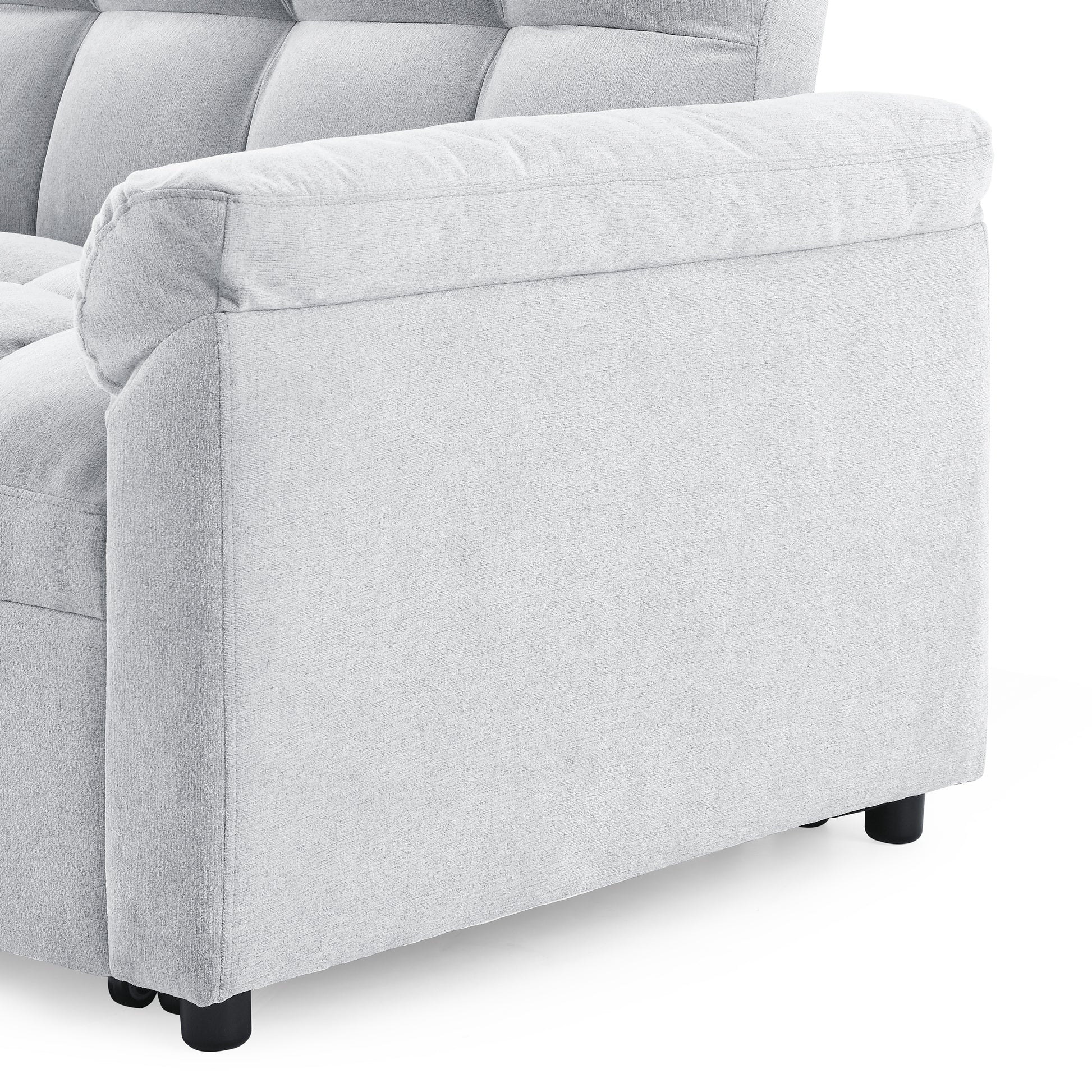 Loveseats Sofa Bed With Pull Out Bed,Adjsutable Back,Light Grey Grey Linen Wood Primary Living Space Medium Soft Tight Back Eucalyptus Pillow Top Arms Foam Linen 2 Seat