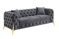 Grey Elegant Velvet Living Room 3 Seater Sofa, Upholstered Sofa Grey Velvet