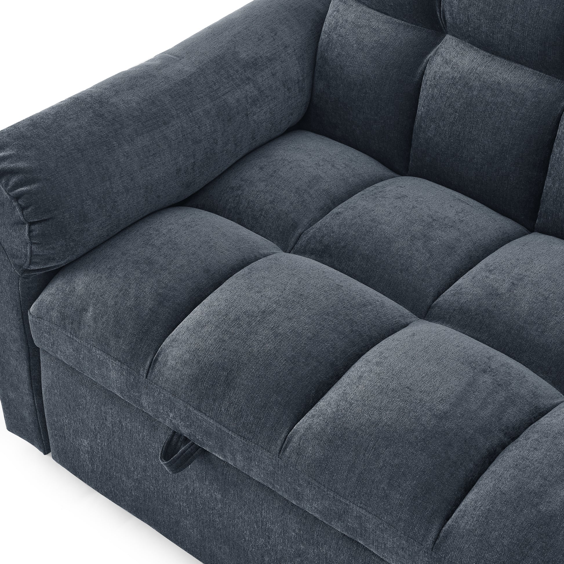 Loveseats Sofa Bed With Pull Out Bed,Adjsutable Back,Blue Grey Blue Grey Linen Wood Primary Living Space Medium Soft Tight Back Eucalyptus Pillow Top Arms Foam Linen 2 Seat