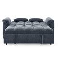 Loveseats Sofa Bed With Pull Out Bed,Adjsutable Back,Blue Grey Blue Grey Linen Wood Primary Living Space Medium Soft Tight Back Eucalyptus Pillow Top Arms Foam Linen 2 Seat