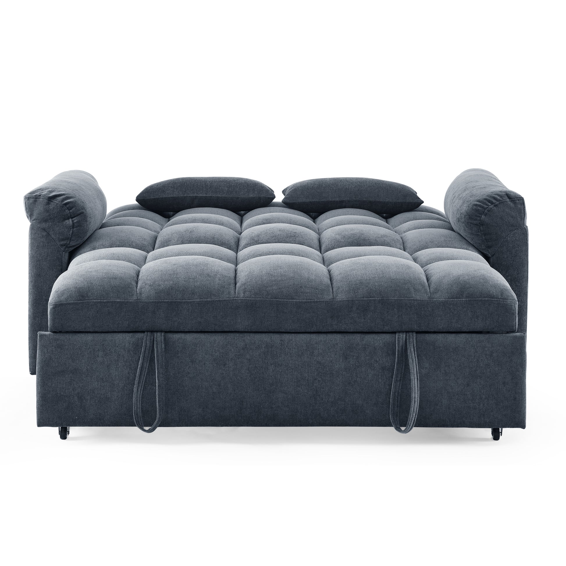 Loveseats Sofa Bed With Pull Out Bed,Adjsutable Back,Blue Grey Blue Grey Linen Wood Primary Living Space Medium Soft Tight Back Eucalyptus Pillow Top Arms Foam Linen 2 Seat