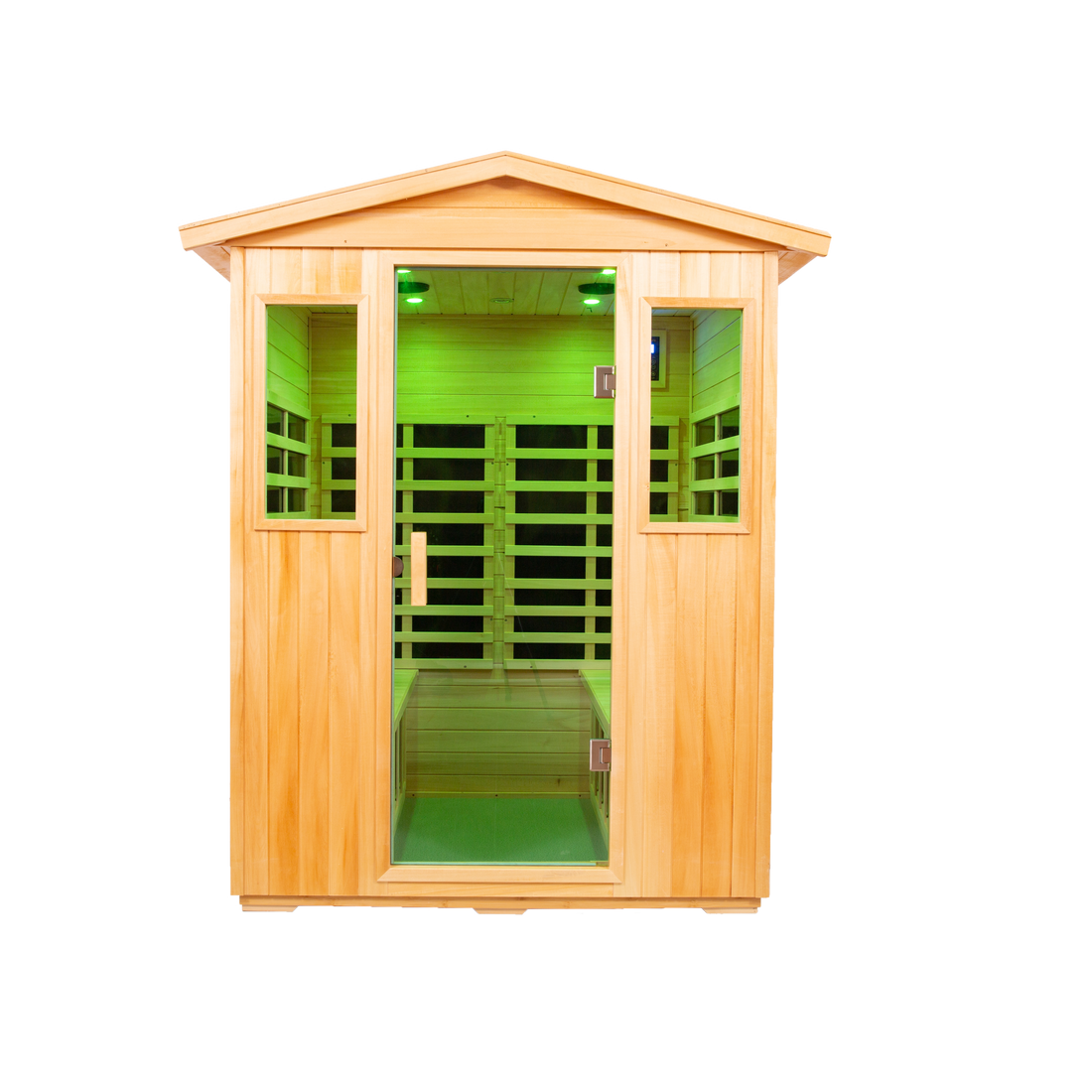 Four Person Basswood Far Infrared Outdoor Sauna Room Natural Wood Solid Wood