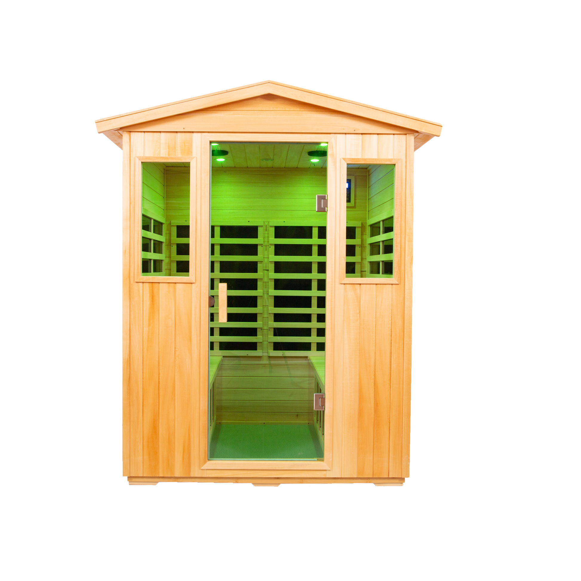 Four Person Basswood Far Infrared Outdoor Sauna Room Natural Wood Solid Wood