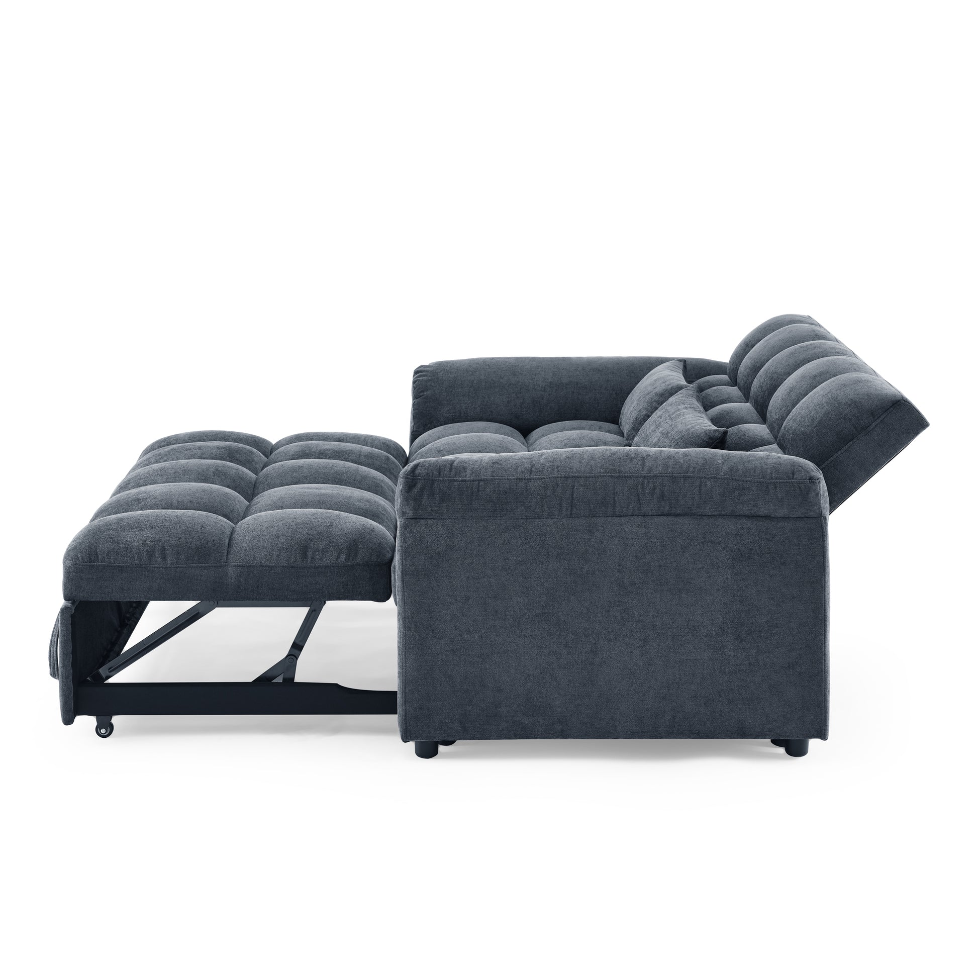 Loveseats Sofa Bed With Pull Out Bed,Adjsutable Back,Blue Grey Blue Grey Linen Wood Primary Living Space Medium Soft Tight Back Eucalyptus Pillow Top Arms Foam Linen 2 Seat