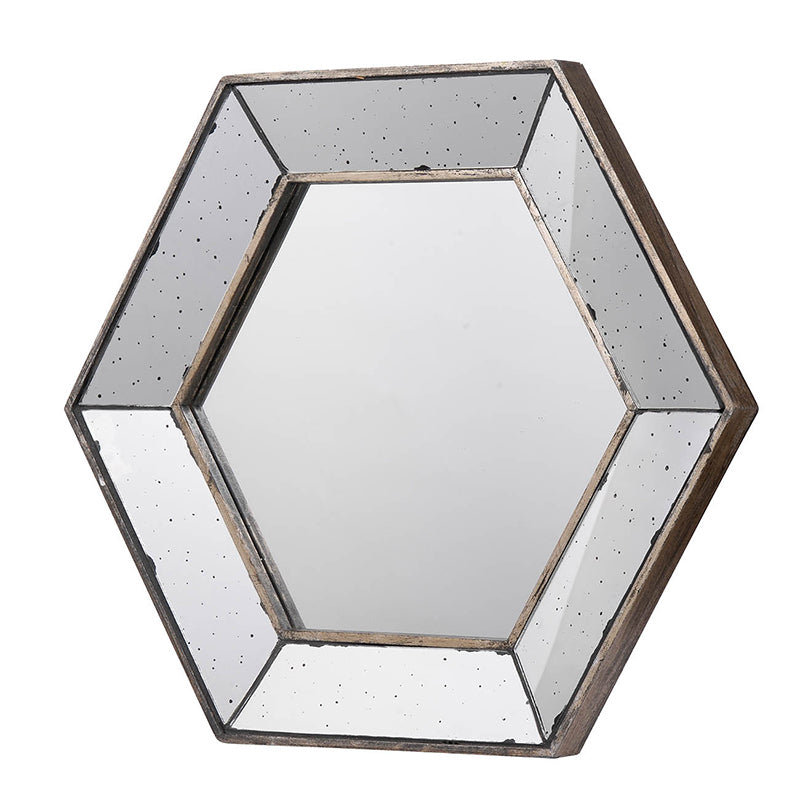 21" X 18" Hexagon Wall Mirror With Traditional Silver Finish, Home Decor Accent Mirror For Living Room, Entryway, Bedroom Silver Mdf Glass