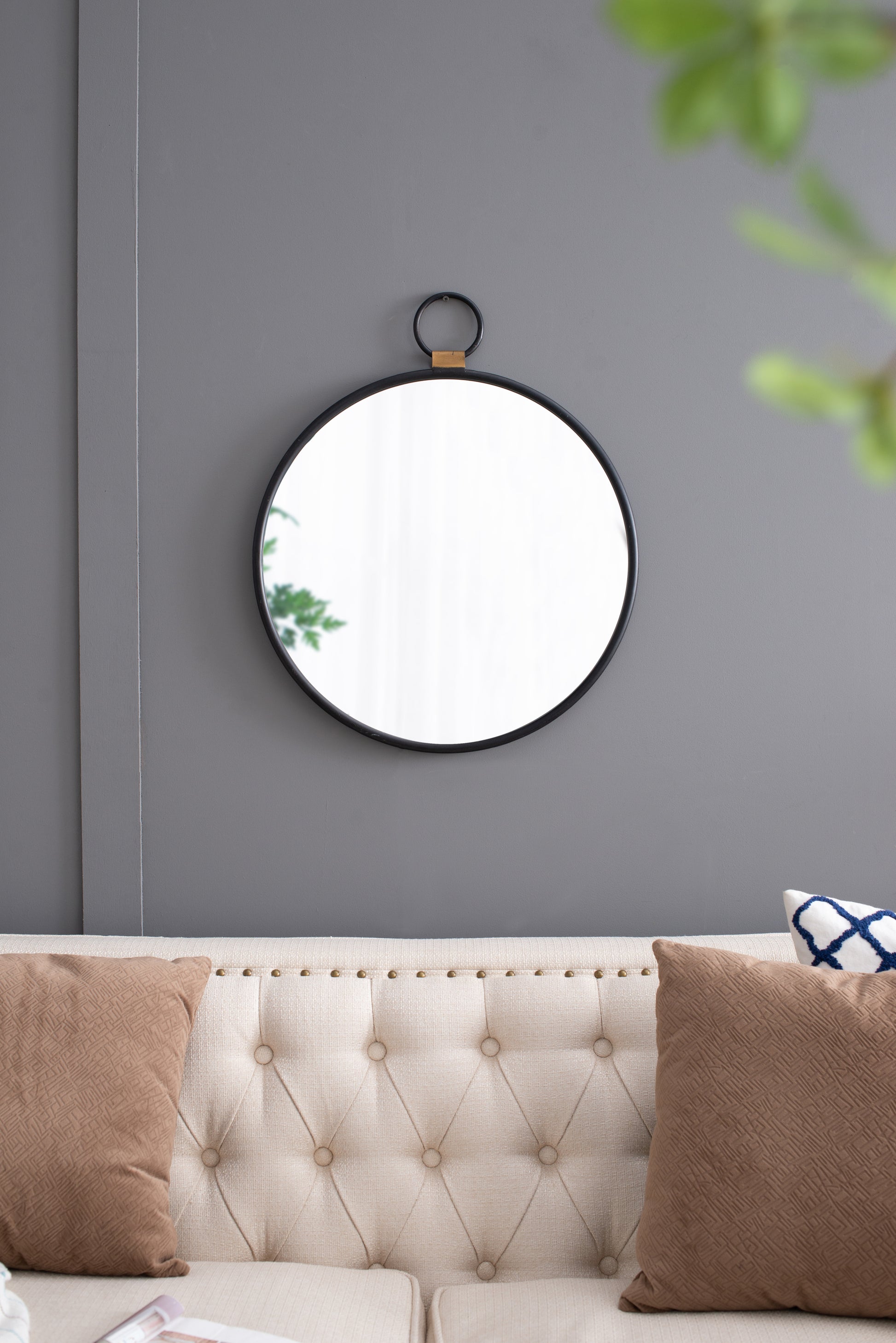 24" X 27" Wall Mirror With Black Frame, Contemporary Minimalist Accent Mirror For Living Room, Foyer, Entryway, Bedroom Black Iron