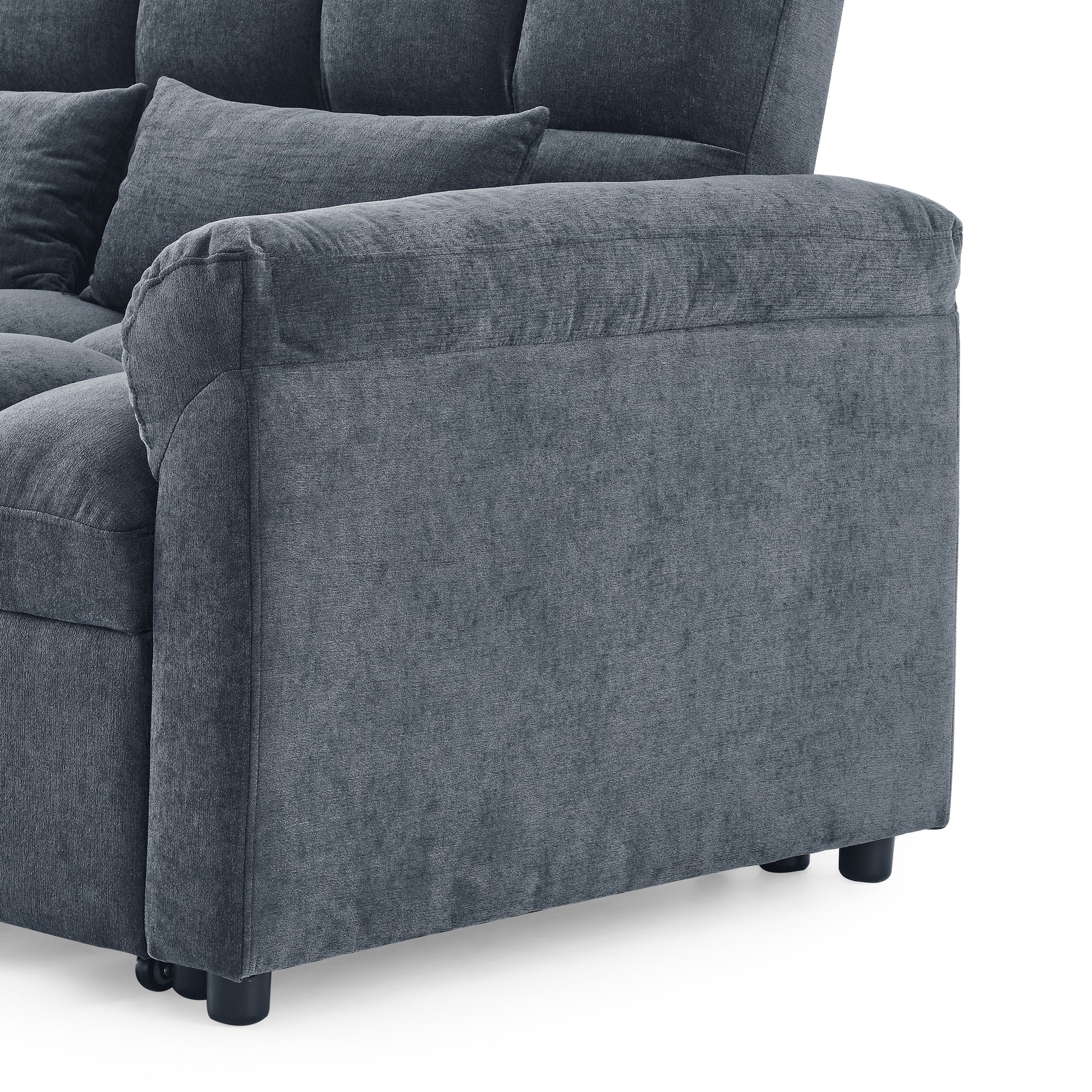 Loveseats Sofa Bed With Pull Out Bed,Adjsutable Back,Blue Grey Blue Grey Linen Wood Primary Living Space Medium Soft Tight Back Eucalyptus Pillow Top Arms Foam Linen 2 Seat